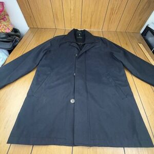 Lauren Ralph Lauren Men's Black Wool Blend Overcoat Size 42R Quilted Lined